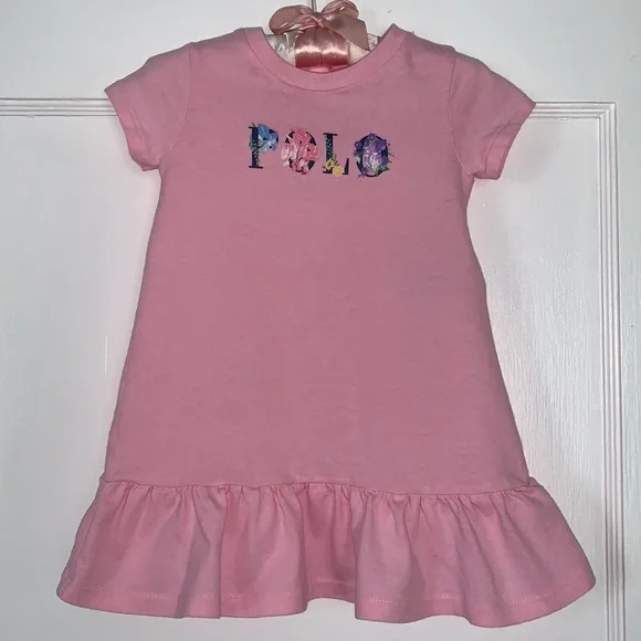 Ralph Lauren Pink POLO T-shirt Dress 9M EUC - Picture 1 of 10